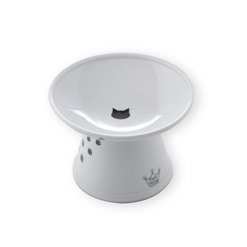 猫の食器】猫食器 陶器製 脚付フードボウル 浅広口タイプ 猫柄